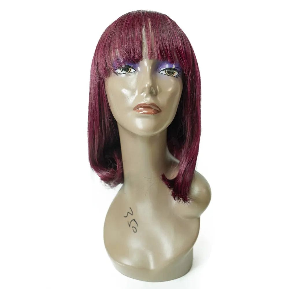 10 Inches / 99j  Wig with Fringe 10-14 Inch Bob Wigs With Bangs