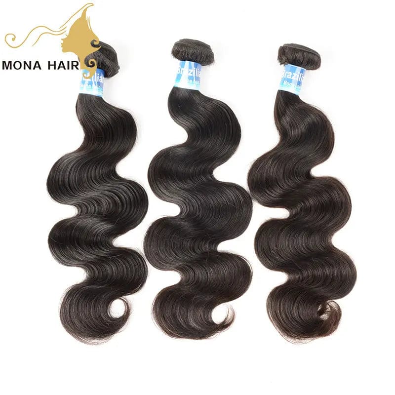 10 Inches / Body wave Mona Wholesale Cuticle Aligned Raw Virgin Hair Weave with Closure Vendors, Remy Human 100% Mink Brazilian Hair Extension Bundles