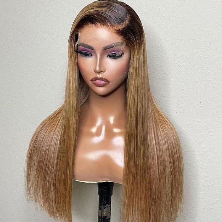 10 Inches / Brown New 100% Human Natural Swiss Lace Front Wig Bone Straight Peruvian Hair Wig 24 Inch Light Brown Ombre Wigs Human Hair Lace Front