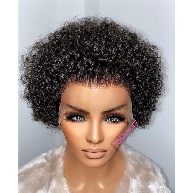 10 Inches / curly hair pixie 13*1 lace wig new arrival water wave curly human hair transparent hd full lace wig full lace wig brazilian human hair T part lace wig