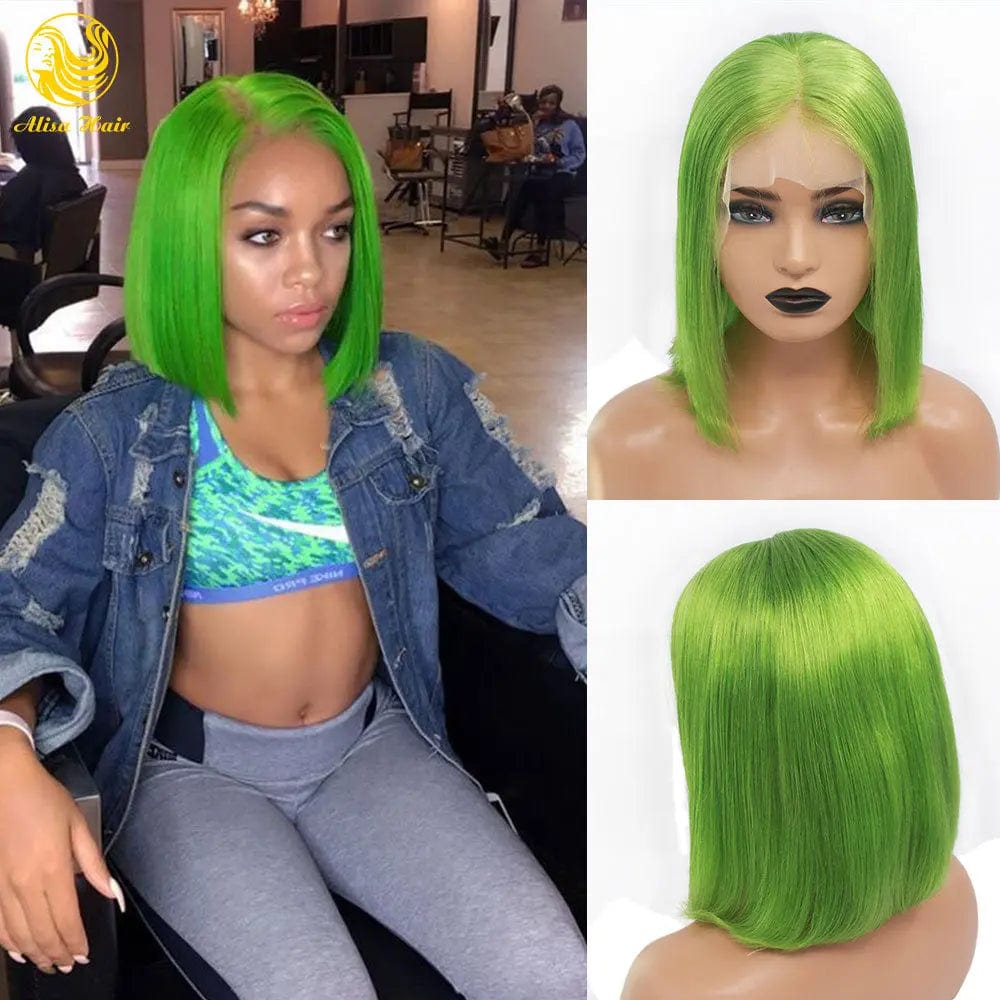 10 Inches / Green Yellow Colour Raw Indian Hair