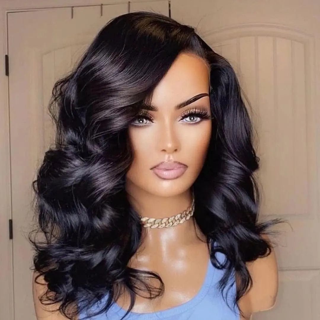 10 Inches / Natural Black Human Virgin Hair Wig Natural Black Body Wave 13*4 Lace Front Wigs for Black Women