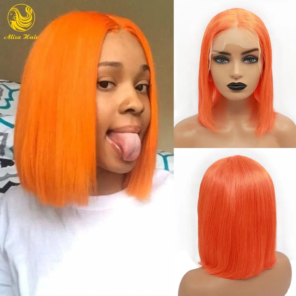 10 Inches / Orange Yellow Colour Raw Indian Hair