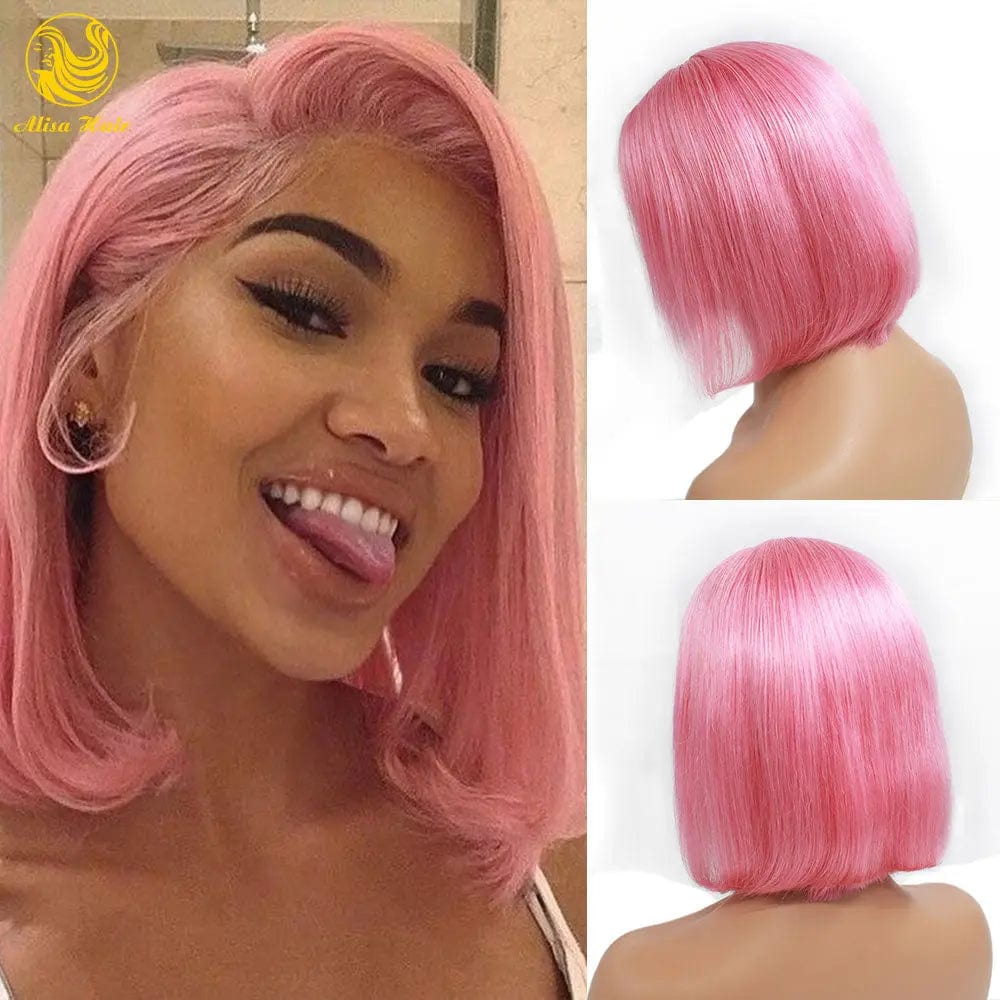 10 Inches / Pink Yellow Colour Raw Indian Hair