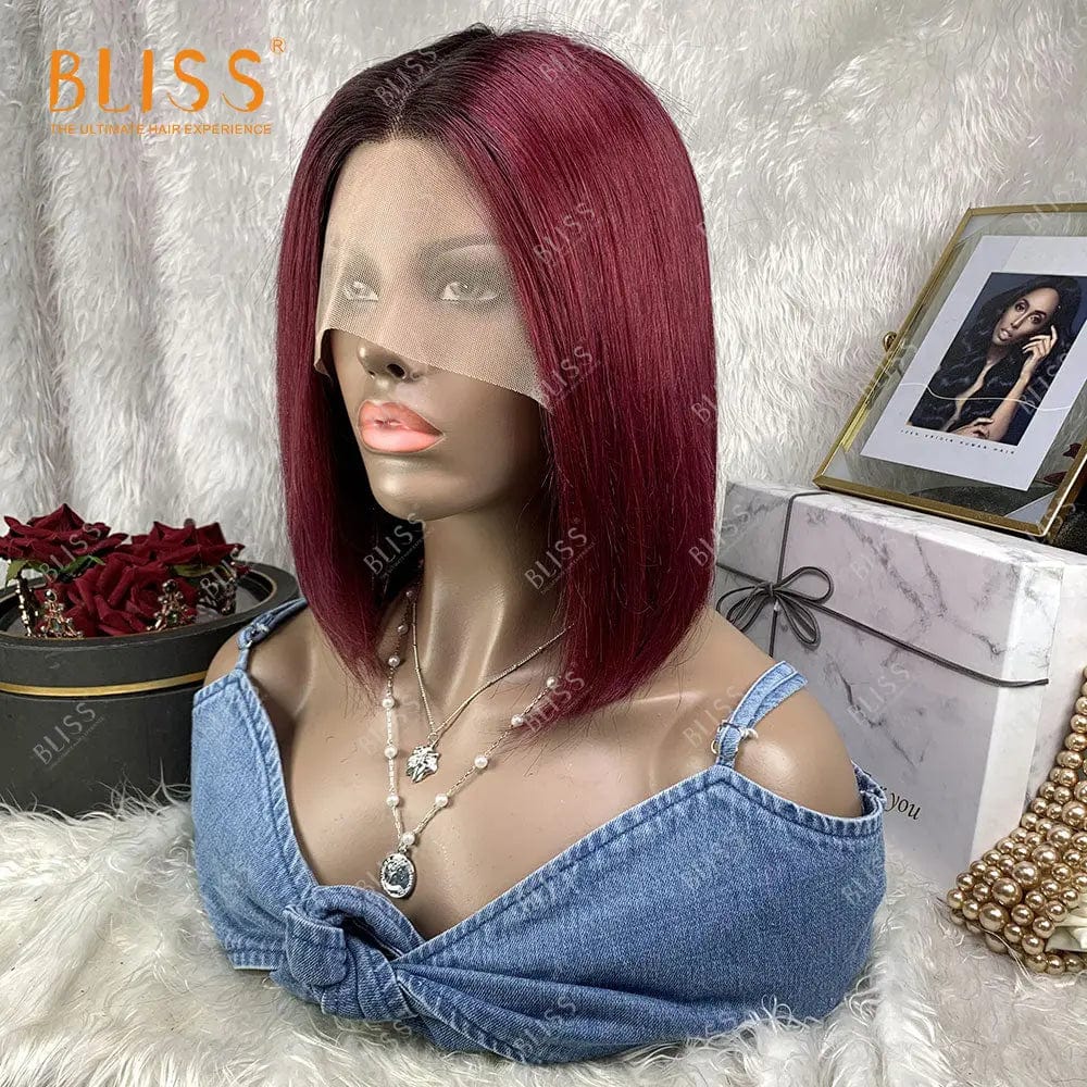 10 Inches / T lace wig 1 Bliss Human Hair Lace Front Wigs Closure Bob Wigs