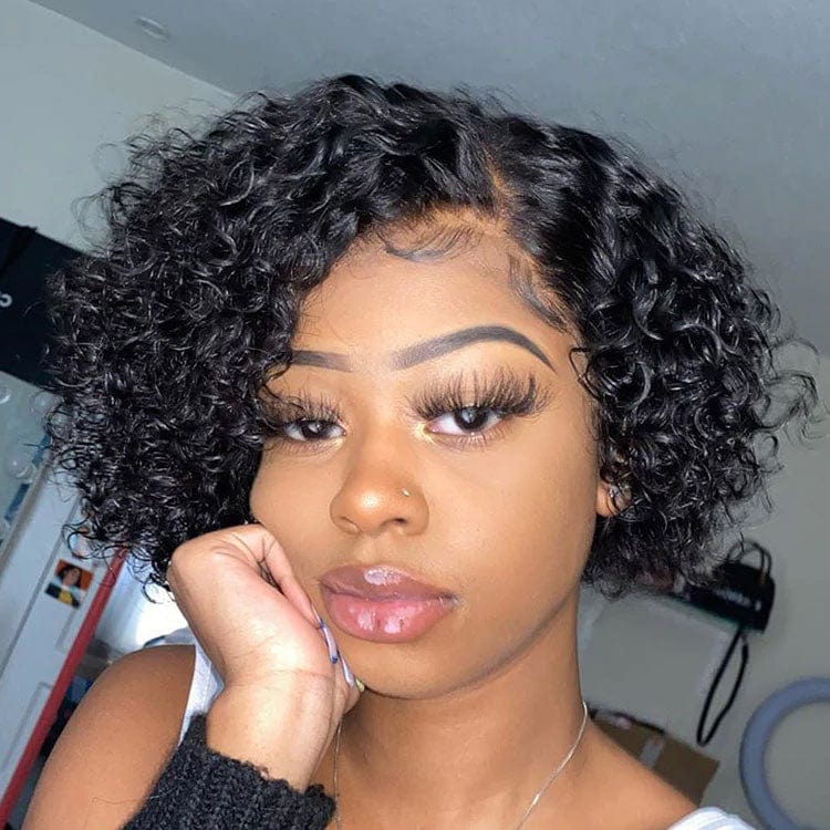 10 Inches / water pixie Celebrity 13X4 Lace Front Wig Water Pixie Short Bob Pre Plucked Natural HairLine Vigin Indian Cuticle Aligned Hair 360 Lace Wigs