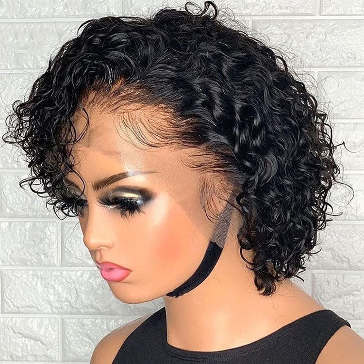 10 Inches / water pixie Celebrity 13X4 Lace Front Wig Water Pixie Short Bob Pre Plucked Natural HairLine Vigin Indian Cuticle Aligned Hair 360 Lace Wigs