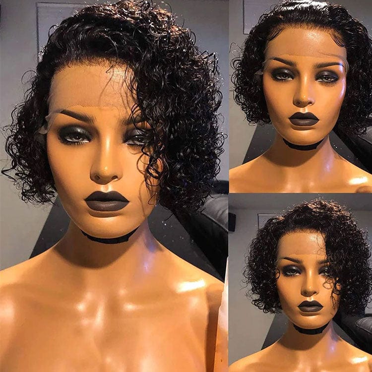 10 Inches / water pixie Celebrity 13X4 Lace Front Wig Water Pixie Short Bob Pre Plucked Natural HairLine Vigin Indian Cuticle Aligned Hair 360 Lace Wigs