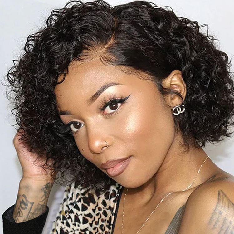 10 Inches / water pixie Celebrity 13X4 Lace Front Wig Water Pixie Short Bob Pre Plucked Natural HairLine Vigin Indian Cuticle Aligned Hair 360 Lace Wigs