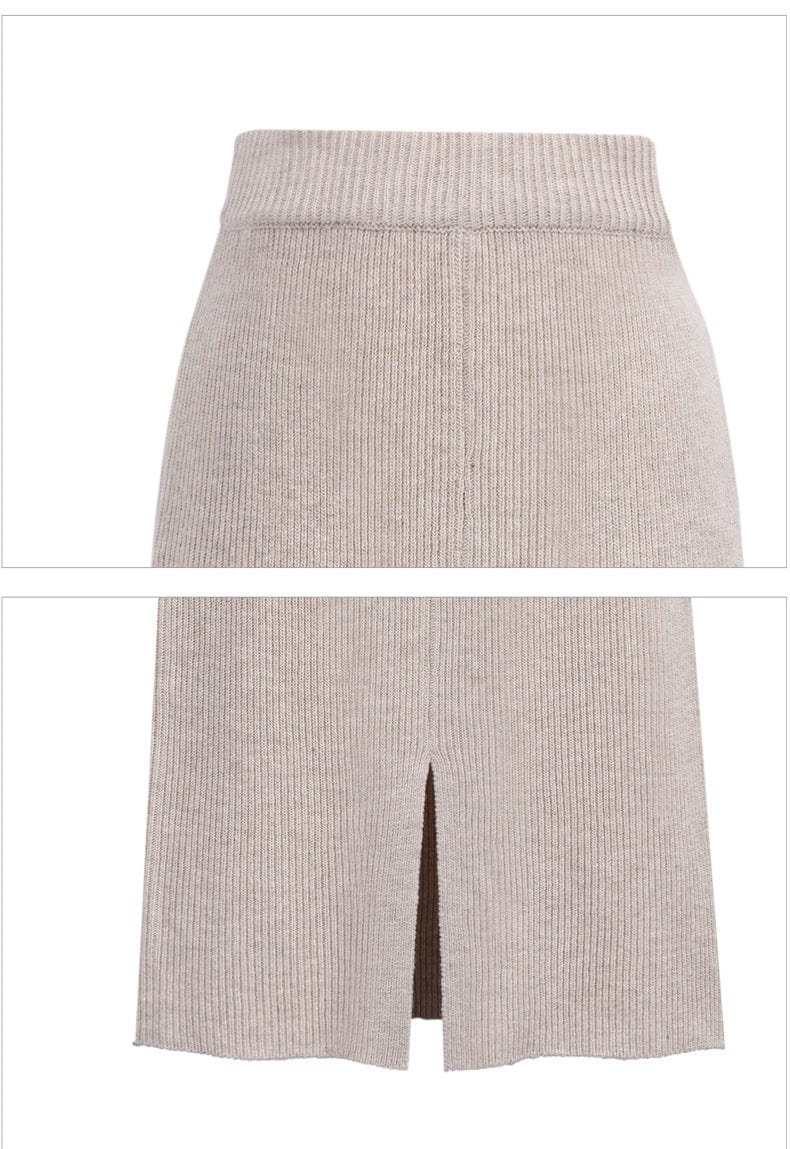 10%OFF S-6XL Spring/summer large size skirts mid-length wool knitted slit bag hip skirt one-step high waist skirt