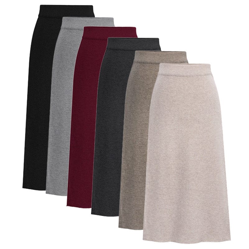 10%OFF S-6XL Spring/summer large size skirts mid-length wool knitted slit bag hip skirt one-step high waist skirt