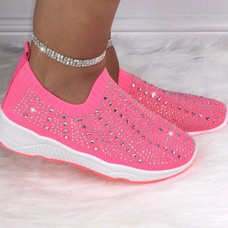 10 / pink Autumn Breathable Bling Ladies Casual Flat Fashion Cushion Sneakers Women Sport Shoes