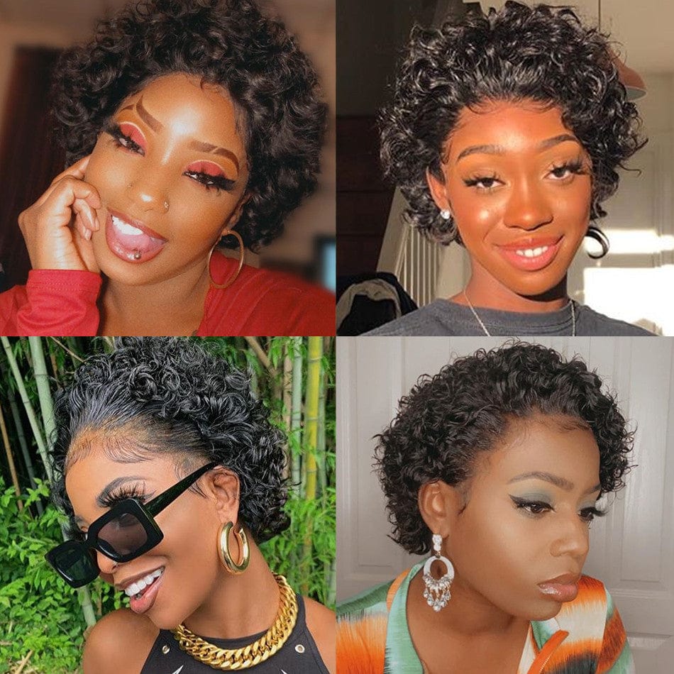 100% cheap human hair perruque indienne avec lace frontal pixie wigs water wave natural wig lace frontal