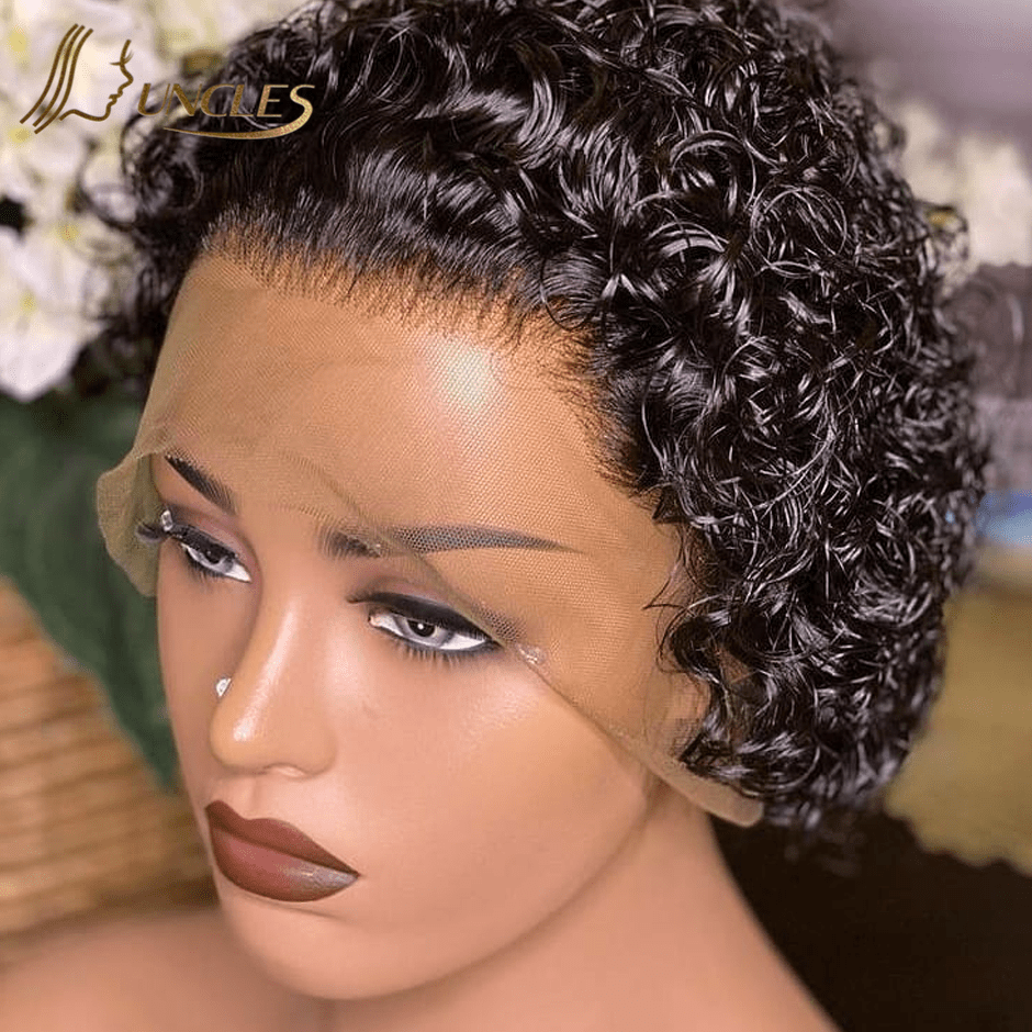 100% cheap human hair perruque indienne avec lace frontal pixie wigs water wave natural wig lace frontal