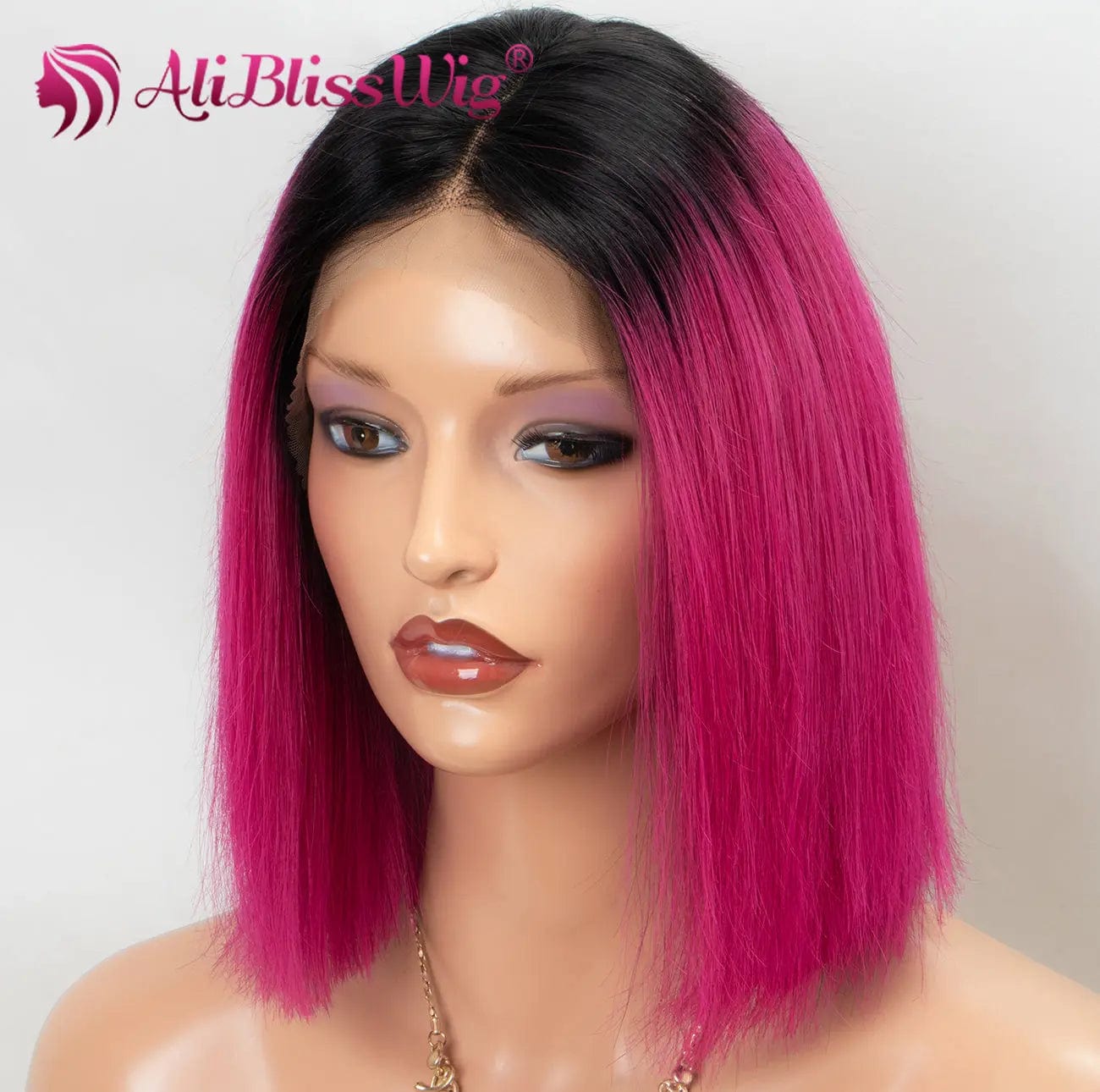 100% Human Hair Natural Hairline Wigs Ombre Pink