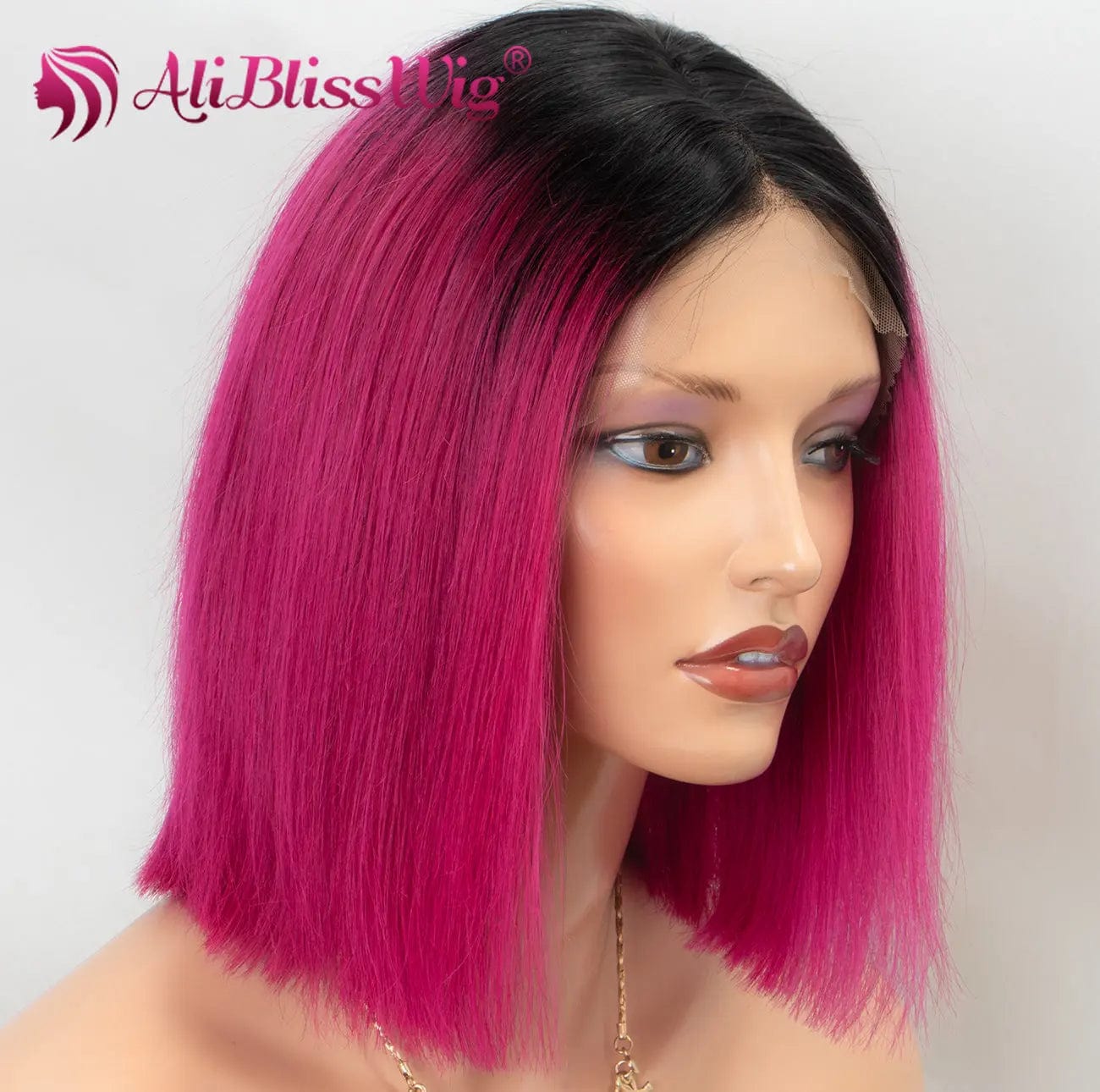 100% Human Hair Natural Hairline Wigs Ombre Pink