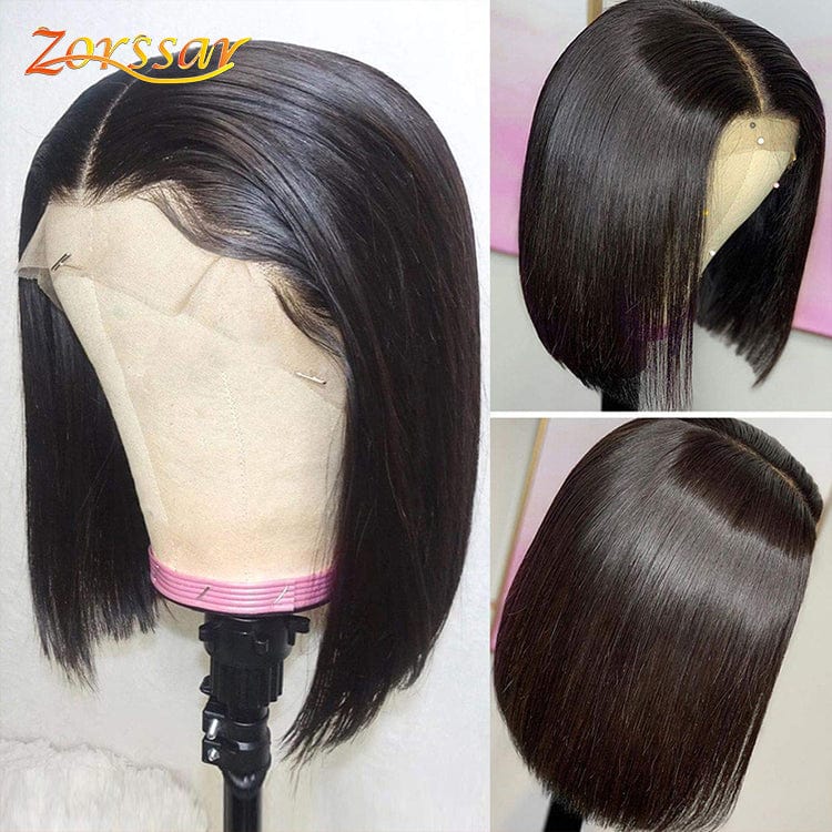 100% natural black short bob wig with bangs for black women, brazilian virgin remy straight human hair fringe bob style cut wig