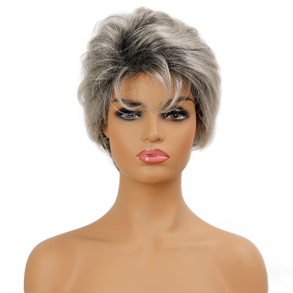 11 inches / T1B/60# Afro wave pixie cut wig sleek quality wholesale manufacturer heat resistant made machine short pixie cut wig synthetic hair wigs