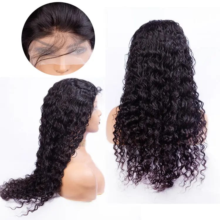 12 Inches / 13x4 Water Wave Wholesale Thick 180% Density 13x4 Transparent Lace Front Wig Bone Straight Human Hair Wigs