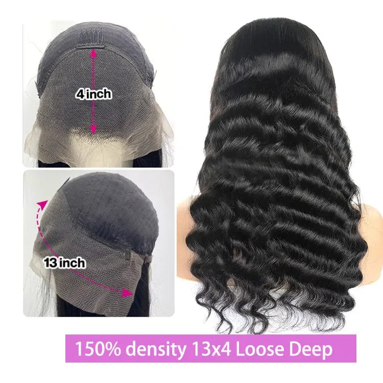 12 Inches / 150 density 13x4 Loose Deep 150% Density Virgin Human Hair