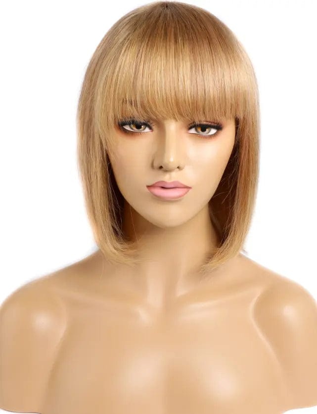 12 Inches / #27 Machine Made Straight Indian Human Hair Wig