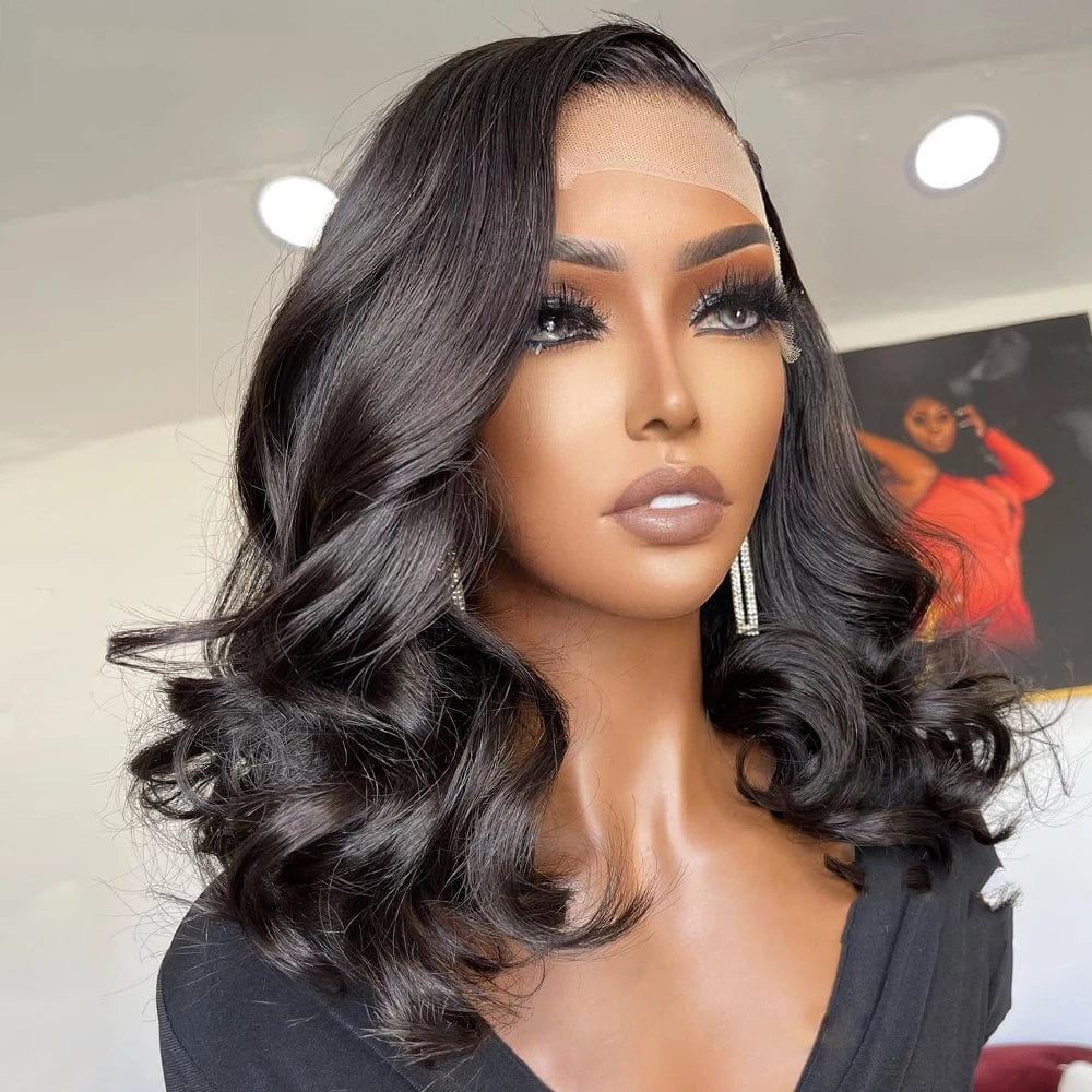 12 Inches / 4*4 Closure Wig 1 Lovely Deep Loose Wave Short Bob Wig Pre Plucked Brazilian Cuticle Aligned Human Hair 4*4 13*4 Lace Frontal Closure Wigs