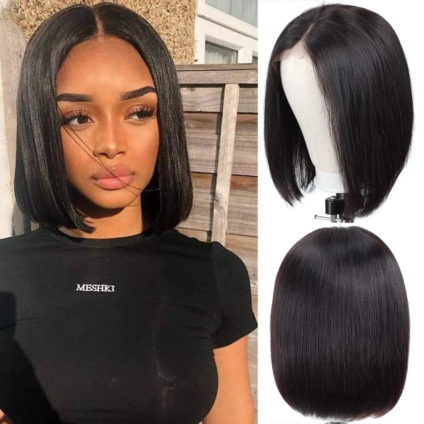 12 Inches / 4x4 wig 5 Bliss Human Hair Lace Front Wigs Closure Bob Wigs