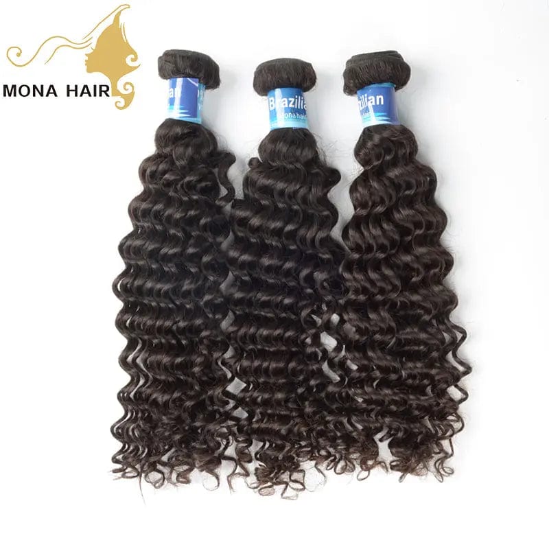 12 Inches / Curly hair Mona Wholesale Cuticle Aligned Raw Virgin Hair Weave with Closure Vendors, Remy Human 100% Mink Brazilian Hair Extension Bundles