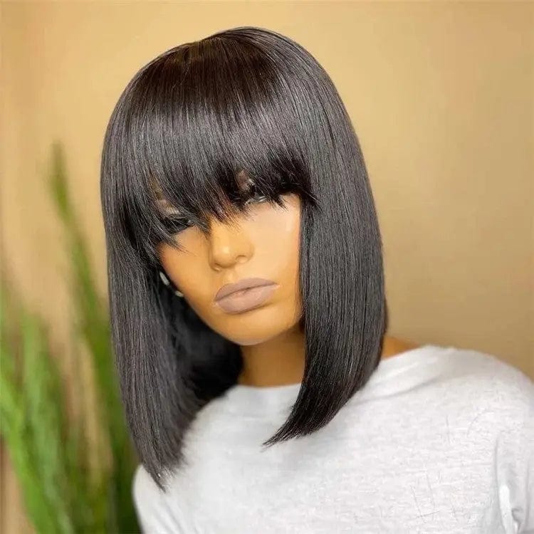 12 Inches / Full machine made bob wig Brazilian Virgin human Hair Lace Front Cuticle Wig