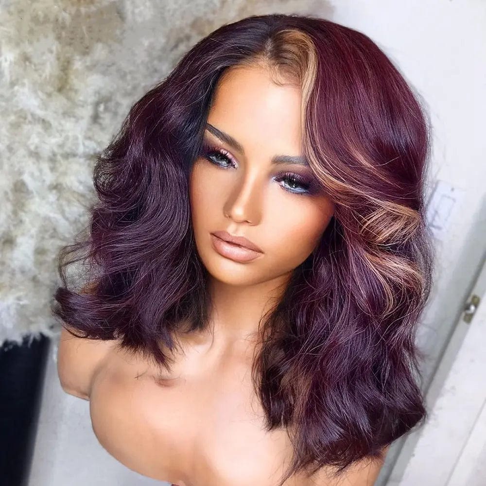 12 Inches / Highlight Purple Highlight Ginger Body Wave