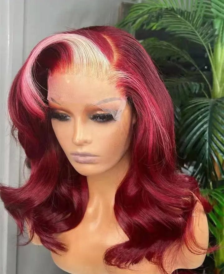 12 Inches / Highlight Rose Red Highlight Ginger Body Wave