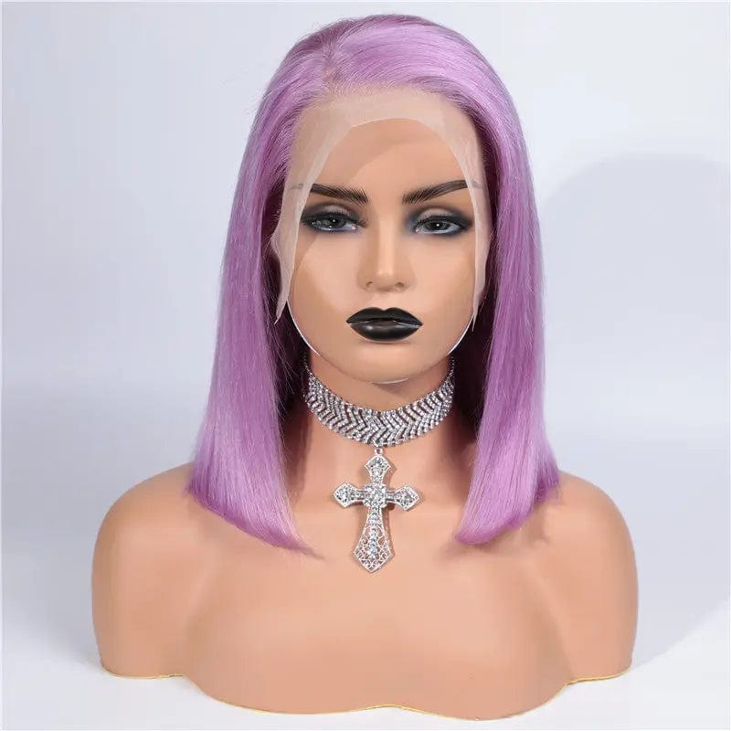 12 Inches / Lavender 13x4 Short Bob Lace Front Human Hair Wigs