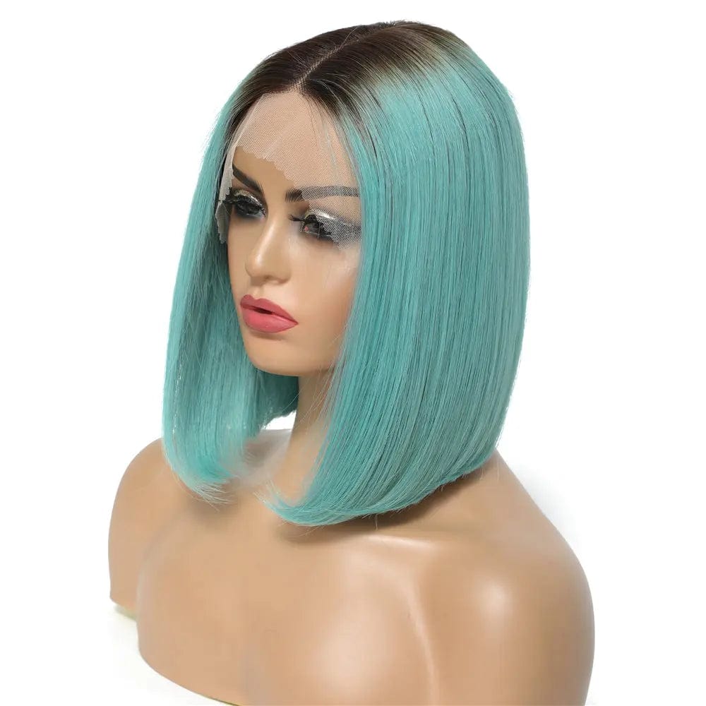 12 Inches / Ombre Blue Cheap Ombre Bob Wigs For Women