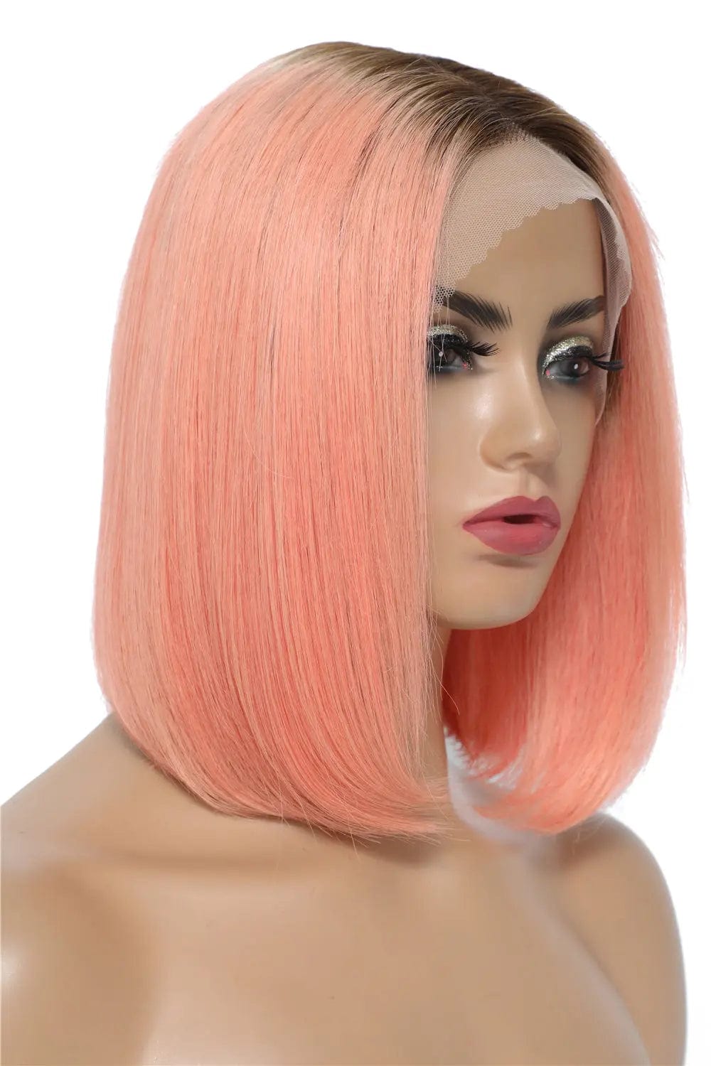 12 Inches / Ombre Pink Cheap Ombre Bob Wigs For Women