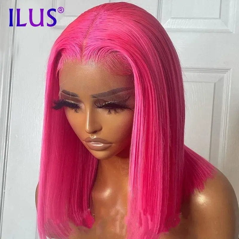 12 Inches / Rose Red Hot Sale Free Shipping Bob Wig Straight Rose Red