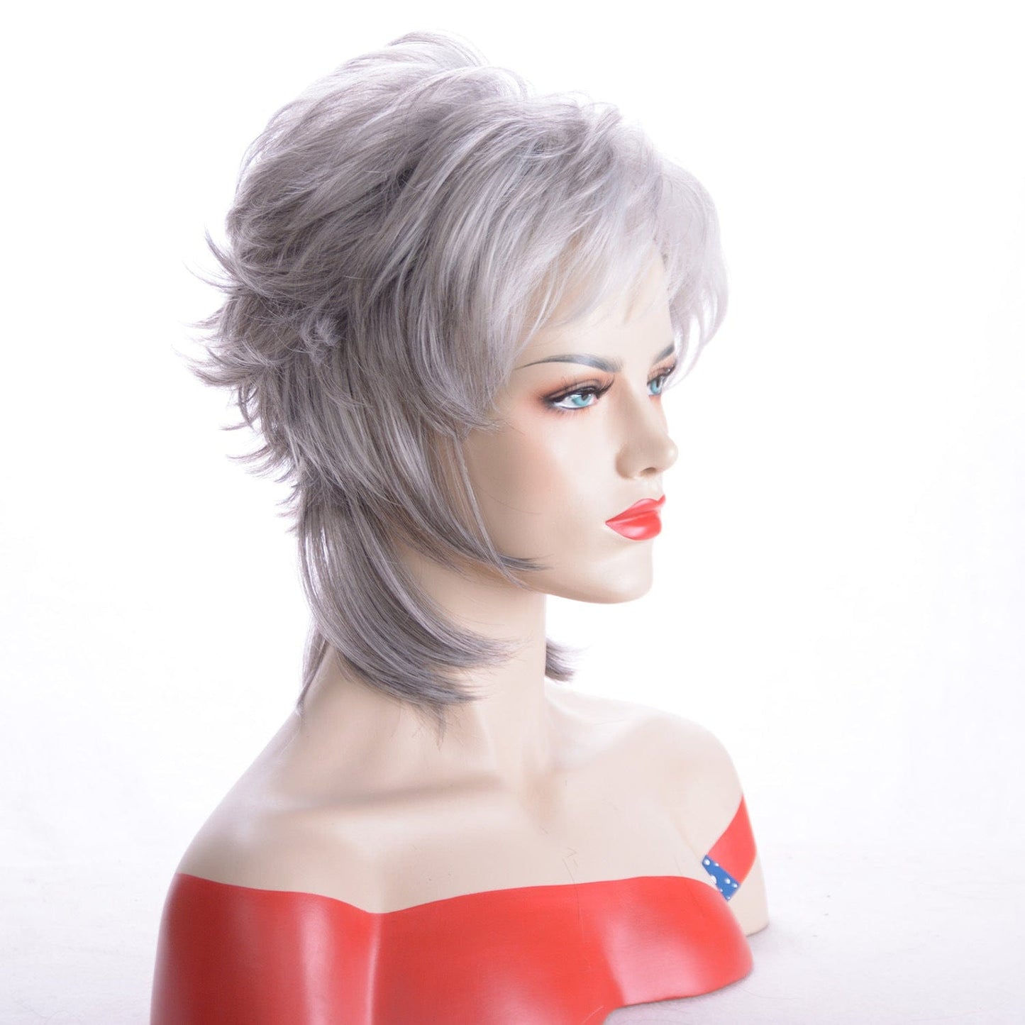 12 Inches / Sliver Gray Short Pixie Cut Wigs Natural Wavy Synthetic Hair For Women Sliver Gray Daily Wig With Bangs Heat Resistant Fiber