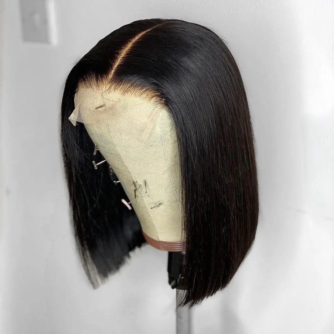 12 Inches / straight 4x4 lace closure bob wig Brazilian Virgin human Hair Lace Front Cuticle Wig