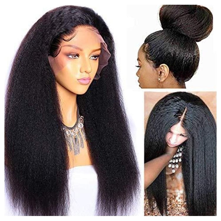 12 Inches / T Lace Kinky Straight Factory Cheap Price Lace Wigs 100% Virgin Human Hair Vendor Wholesale 150% Density Full Lace Human Hair Wig