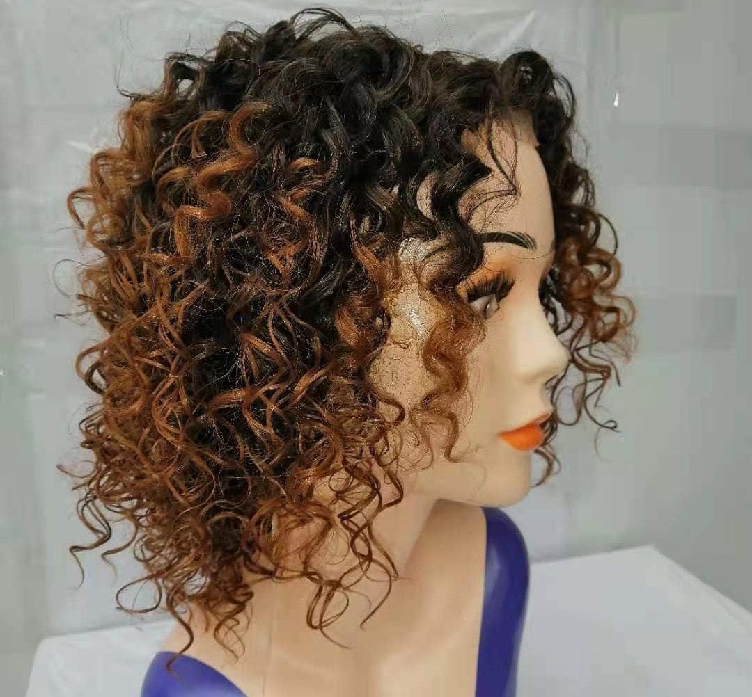 12 Inches / T1B/30# Sunlight High Temperature Fiber Perucal lace front Wigs Short Body Wave blond Brown Bob Synthetic Lace Front Wig For Women