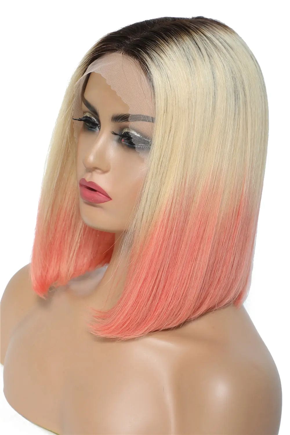 12 Inches / T2/613/Rose Pink Cheap Ombre Bob Wigs For Women