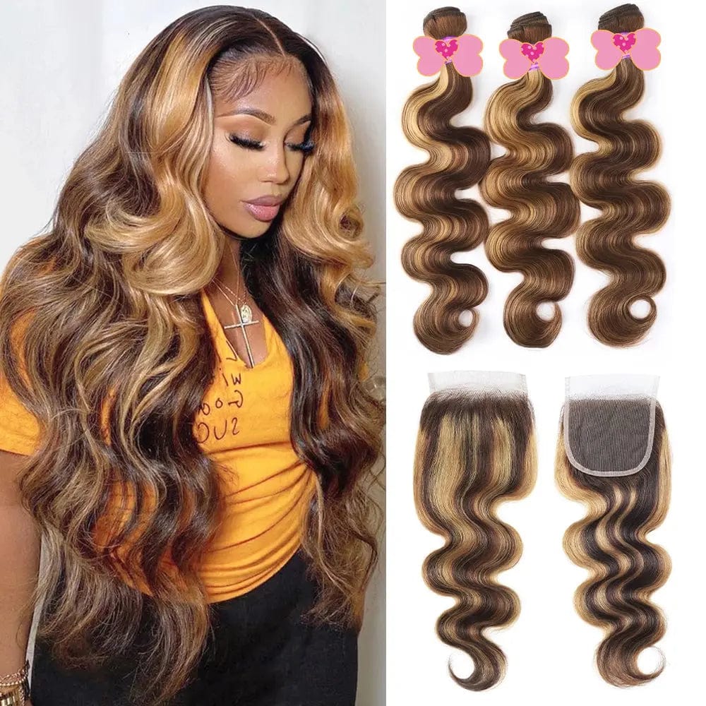 12A Highlight #4 and #27 Virgin Brazilian Hair