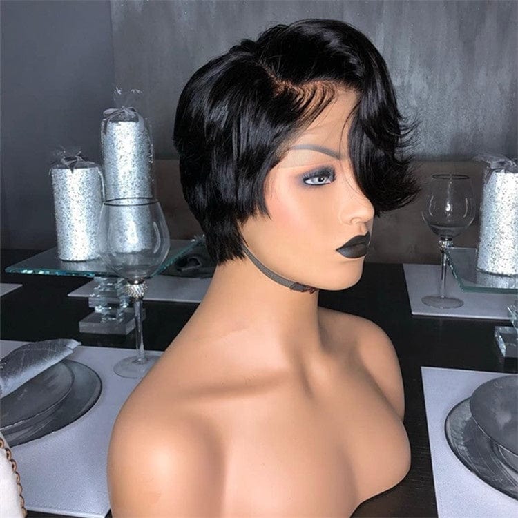 12A Unprocessed Invisible Knots Pixie Short Curly Bob Raw Indian Cuticle Aligned Human Hair Lace Front Wigs