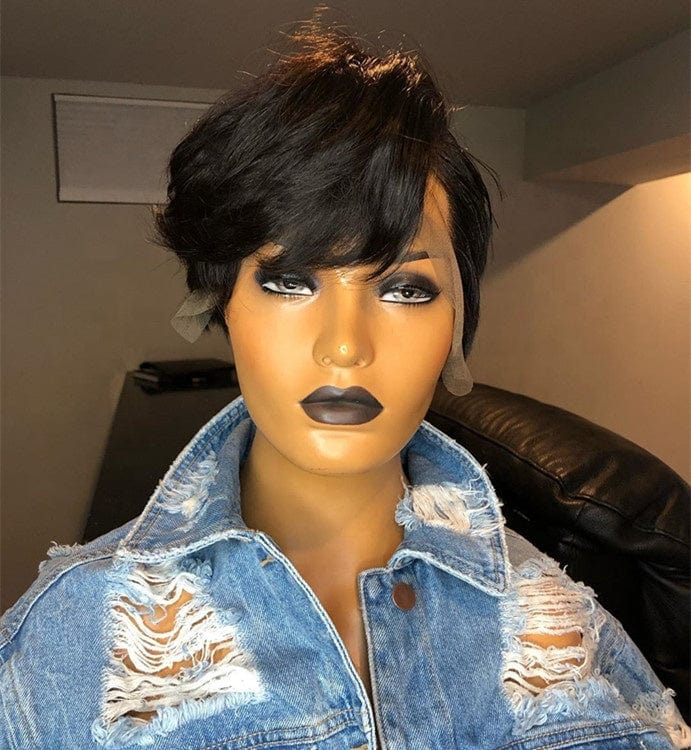 12A Unprocessed Invisible Knots Pixie Short Curly Bob Raw Indian Cuticle Aligned Human Hair Lace Front Wigs