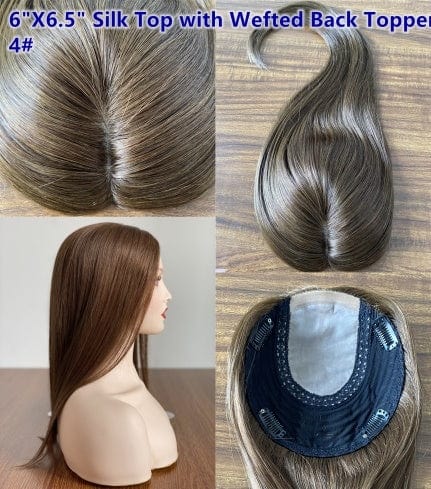 12INCHES / 4# 6X6.5 6"X 6.5'' 8''X 8'' Silk Top with Weft Back Silk Base Human Hair Wig