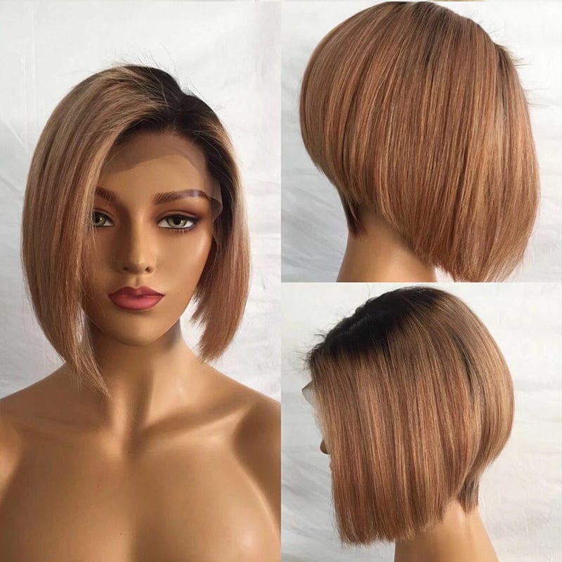 13*6 Hd Brazilian Pixie Lace Wig Glueless Short Bob Cut Virgin Transparent Lace Human Hair Lace Front Wig