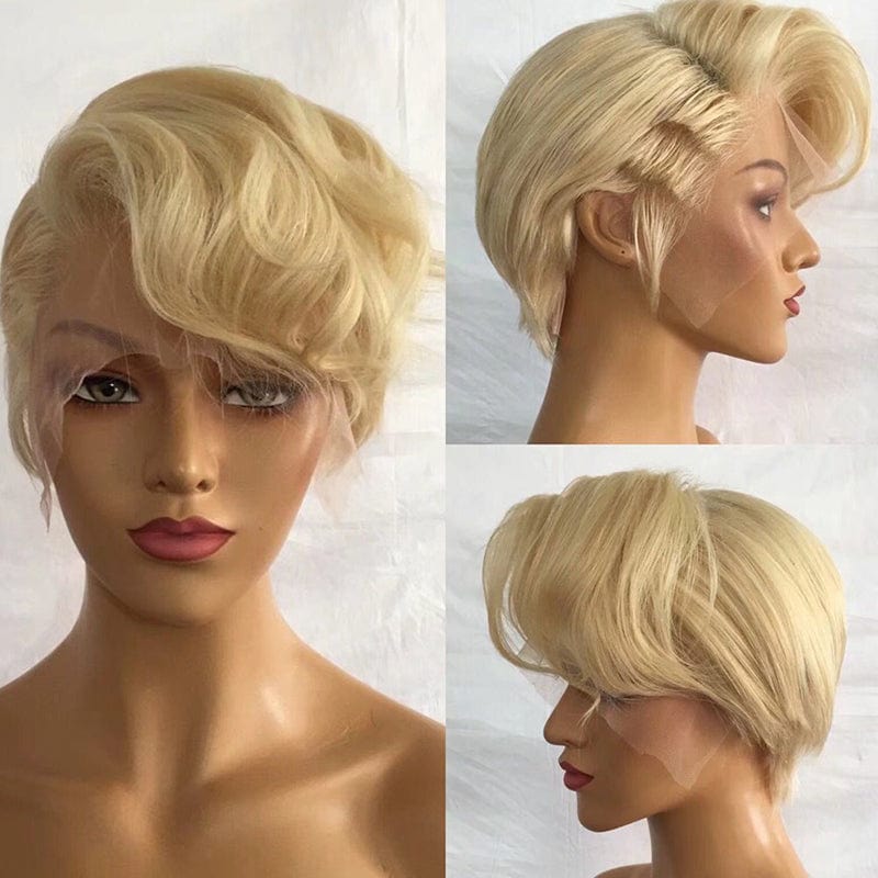 13*6 Hd Brazilian Pixie Lace Wig Glueless Short Bob Cut Virgin Transparent Lace Human Hair Lace Front Wig