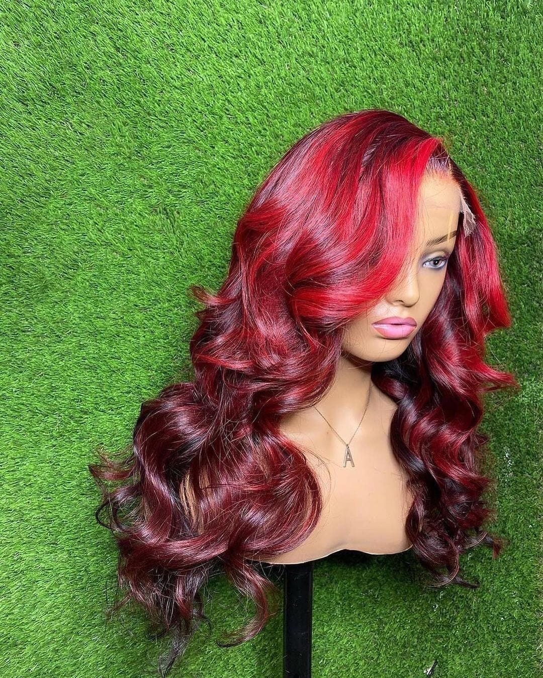 130% 150% Density 99J Burgundy Glueless Lace Front Human Hair Wigs Red Brazilian Body Wave For Women