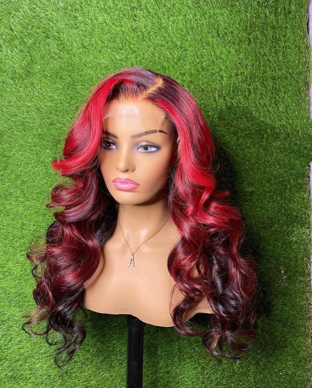 130% 150% Density 99J Burgundy Glueless Lace Front Human Hair Wigs Red Brazilian Body Wave For Women