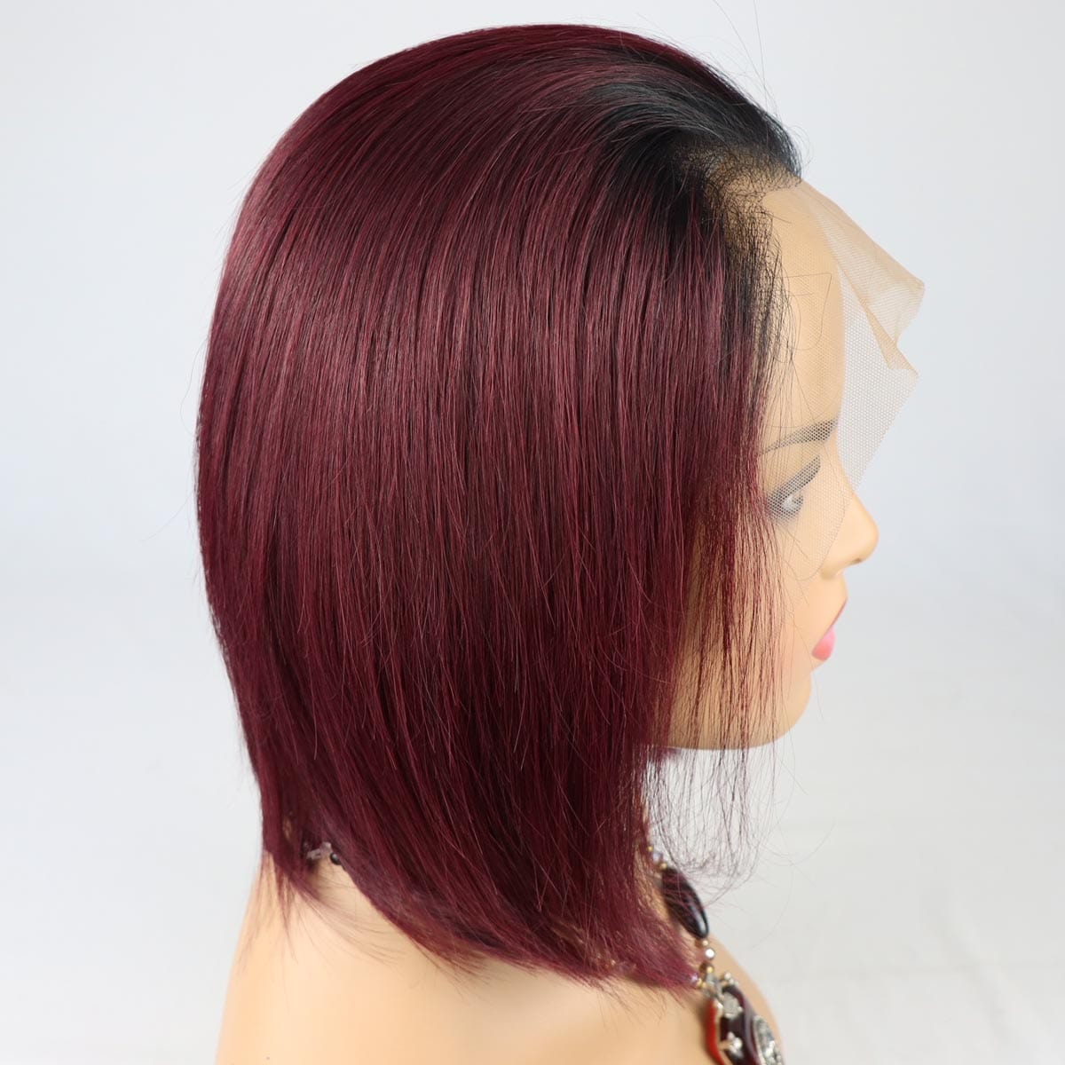 130% Density 1B 613 Burgundy Black Root Ombre Blonde 13x6 Short Bob Cut Lace Wigs Pre Plucked For Women