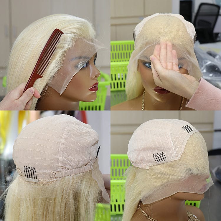 13x4 613 Frontal Wigs For Black Women Human Hair Virgin Cuticle Aligned Hair Blonde Lace Front Wig Straight 613 Lace Full Wigs